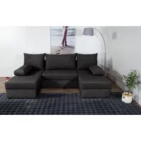 Wohnlandschaft COLLECTION AB "Pico U-Form", grau (anthrazit), B:220cm H:39cm T:158cm, 100%Polyester, Sofas, Wohnlandschaft,2 X Ottomane,Polyätherschaum Polsterung