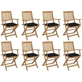vidaXL Klappbare Gartenstühle mit Kissen 8 Stk. Massivholz Akazie