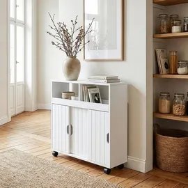 [en.casa] Fadeskimma Beistellschrank 69,5 x 71,5 x 20 cm Weiß