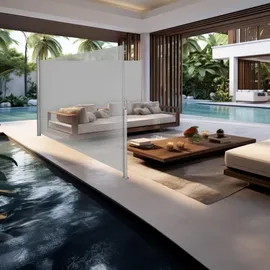 Tectake Aluminium Doppel Seitenmarkise 180 x 600 cm grau