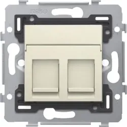 Niko Züblin 100-79252 2 RJ45 Anschlüsse UTP Kat. 5E, PoE++ ready, flache Ausführung, inkl. Sockel 71 x 71 mm mit Schraubbefestigung und Abdeckung,