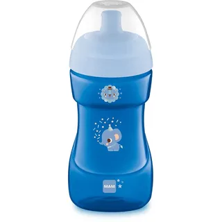 MAM Sports Cup (330 ml), auslaufsicherer Baby Trinkbecher mit selbstöffnendem Ventil, Kinder Trinkbecher mit rutschfester Greiffläche, ab 12+Monaten, Elefant
