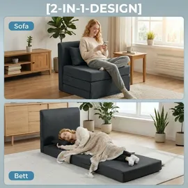 Homcom Schlafsessel 75 x 74 x 80 cm Dunkelgrau mit Kissen