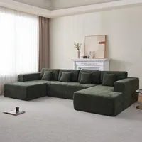 VASOENY 350 X 180 cm U-Form Ecksofa, Chenille Stoff übergroßes Eckcouch, 6 Sitz U-förmige Modernes Sofa Couch mit 4 Kissen für Wohnzimmer, Schlafzimmer, Büro, Keine Montage Erforderlics