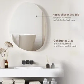 Homcom 70 x 50 cm Asymmetrischer Badspiegel mit LED-Licht, Anti-Beschlag - Silber