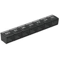 WELLGRO Tablettenbox für 7 Tage - Pillendose 1 Fach pro Tag - Klappdeckel mit Druckverschluss - Material BPA-freier Kunststoff, Farbe:Schwarz