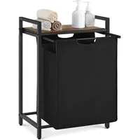 VASAGLE Wäschesammler mit Ablage, vintagebraun-schwarz