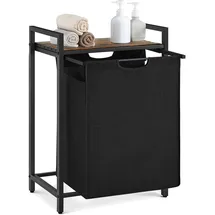 VASAGLE Wäschesammler mit Ablage, vintagebraun-schwarz