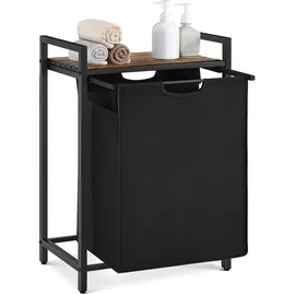 VASAGLE Wäschesammler mit Ablage, vintagebraun-schwarz