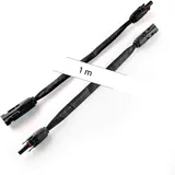 plenti SOLAR 1 Paar Solarkabel Fensterdurchführung 1 Meter Flach mit Stecker und