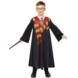 Amscan Kostüm Harry Potter Deluxe Kostüm für Kinder - Schwarz Rot, Magier Zauberer schwarz 6-8 Jahre