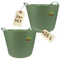 GarPet 2er Set Flexibler Eimer 25 L Wäschewanne Mehrzweckkorb Wäschekorb flexibel rund Gartenkorb Flexible Wanne Plastikkorb mit Henkel Futtertrog Pferd
