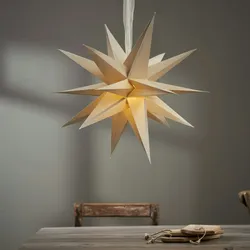 Papierstern December 3D Stern mit Band Weihnachtsstern Faltstern D: 45cm creme