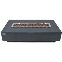 ELEMENTI Hampton Gas-feuertisch aus Glasfaserbeton 142x35x35 Cm Dunkelgrau