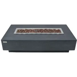 ELEMENTI Hampton Gas-feuertisch aus Glasfaserbeton 142x35x35 Cm Dunkelgrau