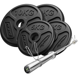 Set 45kg | olympische Langhantelstange 180 cm + Hantelscheiben 2x10kg, 2x5kg - Marbo Sport