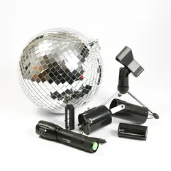 SATISFIRE Discokugel Set Mobile Party Komplettset 20cm Kugel Motor Spot Stativ