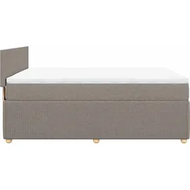 vidaXL Boxspringbett mit Matratze Taupe 140x200 cm Stoff