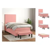 vidaXL Boxspringbett mit Matratze Rosa 90x200 cm Samt