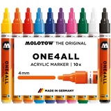 Molotow One4All 227HS Acryl Marker Basic-Set 1 (4,0 mm Strichstärke, hochdeckend und permanent, UV-beständig, für fast alle Untergründe) 10 Stück