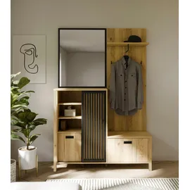 Forte Jytana Garderobenschrank 132x40,2x200,3 schwarz