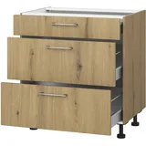 KOCHSTATION Auszugsunterschrank »KS-Trea U2AS80«, mit drei Auszügen, Breite 80 cm, Höhe 75 cm braun