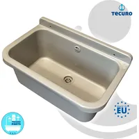 Tecuro Ausgussbecken P55G, grau, mit Ablaufgarnitur und Siphon, 18
