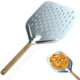 Pizzaschieber, 39.5*30cm 12 Zoll Pizzawender, Pizzaschaufel, Pizza schieber mit Großer Fläche & Abnehmbaren Griff, Pizzaschieber Edelstahl, Pizza Wender für hausgemachte Pizza, Brot, Kuchen