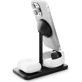 Twelve South HiRise 3 Deluxe 3-in-1 kabelloses Ladegerät 2024 – MagSafe Ladegerät 15W – Qi-es Ladegerät 7.5W – Schnellladegerät für Appl... - Schwarz