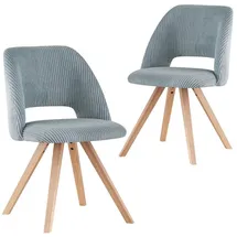 B&D home Esszimmerstuhl MARY 2er Set, Kordstoff Blau - 2 Jahre Gewährleistung - mind. 14 Tage Rückgaberecht - Blau
