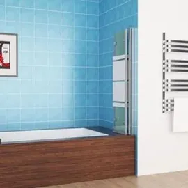 MIQU Duschwand für Badewanne cm 3-teilig Faltbar Duschtrennwand Glas Duschabtrennung mit Weiße Streifenmuster & Milchglas, Dusche