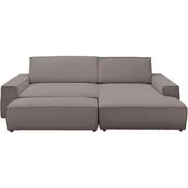OTTO home Polsterecke OTTO HOME "SHERWOOD XXL tief, L-Form, Schlaffunktion, Bigsofa, Cord, Leinenoptik", beige (taupe), B:284cm H:90cm T:135cm, 100% Polyester, Sofas, stellbar zum Schlafsofa (Krokodilverbinder), Cord, Leinenoptik