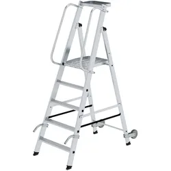 MUNK Aluminium-Stehleiter mit Rollen und Griff 5 Stufen