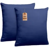 NatureMark 2er Set Jersey Kissenbezüge – Elastisch, weich, atmungsaktiv und hautfreundlich – Waschbare Kissenhülle - 80x80 – Navy Blau