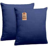 NatureMark 2er Set Jersey Kissenbezüge – Elastisch, weich, atmungsaktiv und hautfreundlich – Waschbare Kissenhülle - 80x80 – Navy Blau
