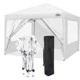 COBIZI Faltpavillon 3x3 Wasserdicht Stabil Pop Up Pavillon Faltbar 3x3 mit 4 Seitenwnden | Wasserdicht | UV-Schutz 50+ | Gartenpavillon Partyzelt für Garten Party Markt Picknick | inkl. Tasche(Weiß)