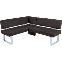 Eckbank K+W KOMFORT & WOHNEN "Santos II", braun (schwarzbraun), B:157cm H:87cm T:180cm, 100% Polyester, Sitzbänke, gepolstert, Eckbank, wahlweise langer Schenkel 180cm rechts oder links