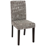 MCW 2er-Set Esszimmerstuhl Stuhl Küchenstuhl Littau ~ Textil mit Schriftzug, grau, dunkle Beine