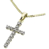 Diamonds by Ellen K. Kette mit Anhänger Gold 585 Kreuz mit 12x Diamant zus. 0,12ct. gelb