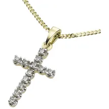 Diamonds by Ellen K. Kette mit Anhänger Gold 585 Kreuz mit 12x Diamant zus. 0,12ct. gelb