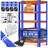Masko Eckregal Lagerregal Schwerlastregal Kellerregal 180x75x40cm bis 875 kg, 5 verstellbare Ablagen MDF-Platten Regal aus Metall Steckregal Orange / Bla