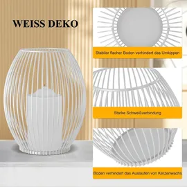 luxuskollektion Kerzenständer 2er Set Metall Weiss für Stumpenkerzen