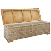 VidaXL Truhe 110 cm Natur Kubu Rattan & Massivholz