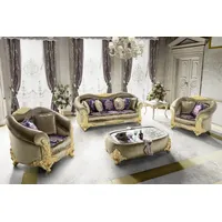 Xlmoebel Polstergarnitur Barock Holz Luxus Sofagarnitur mit 3-Sitzer 2-Sitzer und 1-Sitzer, (Sofagarnitur 3 + 2 + 1 Sitzer), Hergestellt in Europa braun