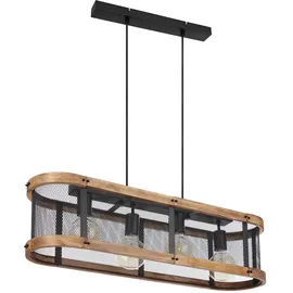 ETC Shop Hängelampe 4-flg. 80 cm Gitteroptik Holz schwarz braun