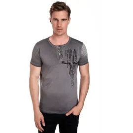 RUSTY NEAL T-Shirt RUSTY NEAL, Herren, Gr. 3XL, grau (anthrazit), 100% Baumwolle, mehrfarbig, normal, Rundhals, Shirts T-Shirt, mit schicker Knopfleiste