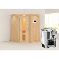 Karibu Nanja mit Energiespartür inkl. 3,6 kW Bio-Ofen + ext. Steuerung