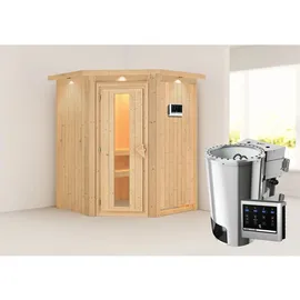 Karibu Nanja mit Energiespartür inkl. 3,6 kW Bio-Ofen + ext. Steuerung