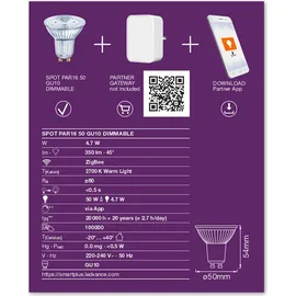 LEDVANCE SMART+ Classic Dimmbar 4.7W 220V DIM GU10