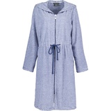 CAWÖ Bademäntel Damen Kurzmantel mit Reißverschluss und Kapuze Streifen 3335 navy-weiß - 16 M Weiss